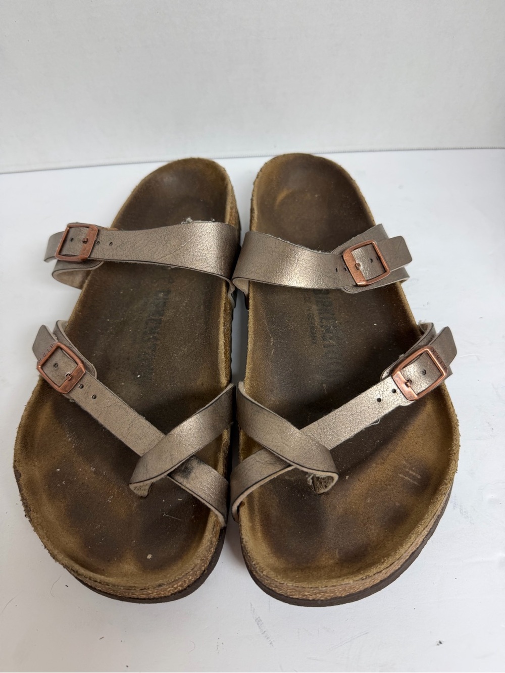 Birkenstock Mayari Women 40 Metallic Bronze Sandals Toe Loop Boho Regular Width